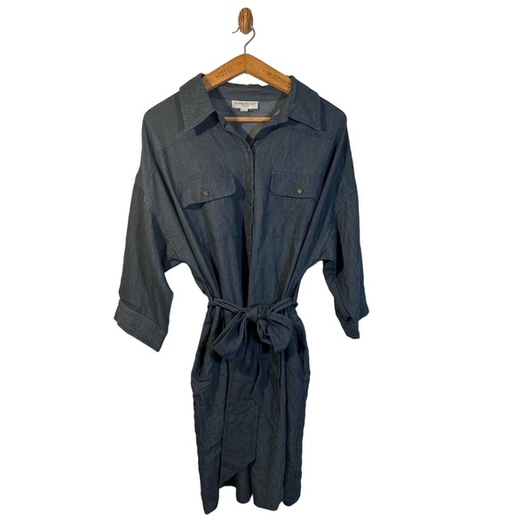 Ronnie Nicole Dresses & Skirts - Ronnie Nicole Women’s Denim Tie Waist Button Down Dress Size 14W